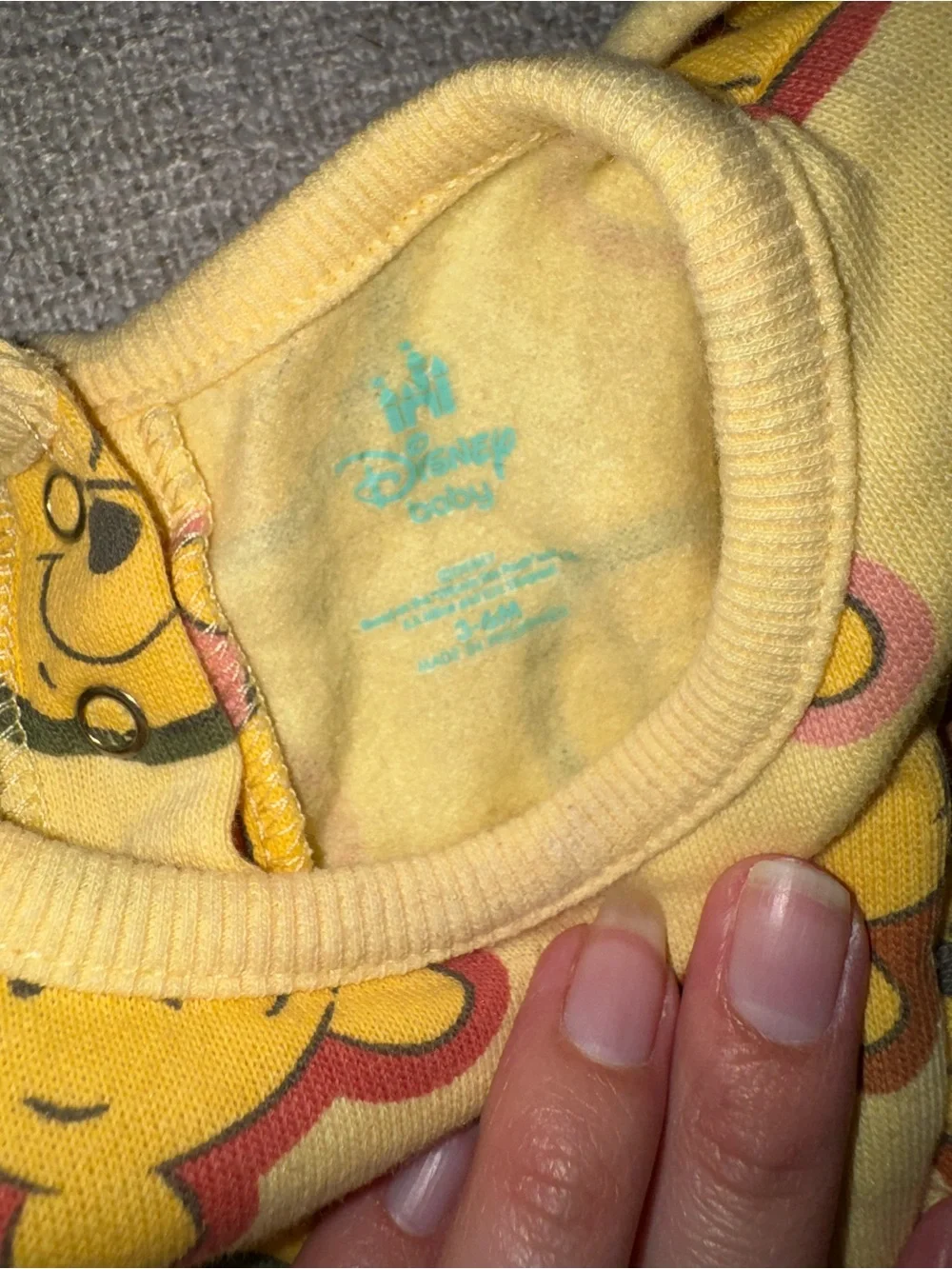 Disney Yellow Winnie the Pooh Face Print Pajama Top